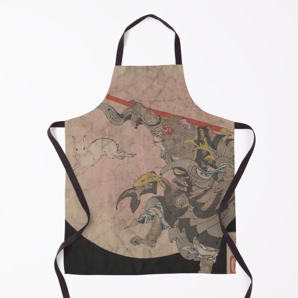 Item preview, Son Goku, a monkey sometimes known as the Monkey King, holding a spiked sceptre and glaring at the Moon Rabbit, who apparently lives on the moon designed and sold by japanese-ukiyoe.