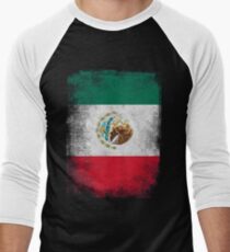 Mexico Flag Proud Mexican Vintage Distressed Men's Baseball ¾ T-Shirt