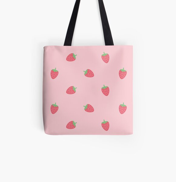 Strawberry Pastel Pink Polka Dot Kawaii Cute Duffle Bag for Sale