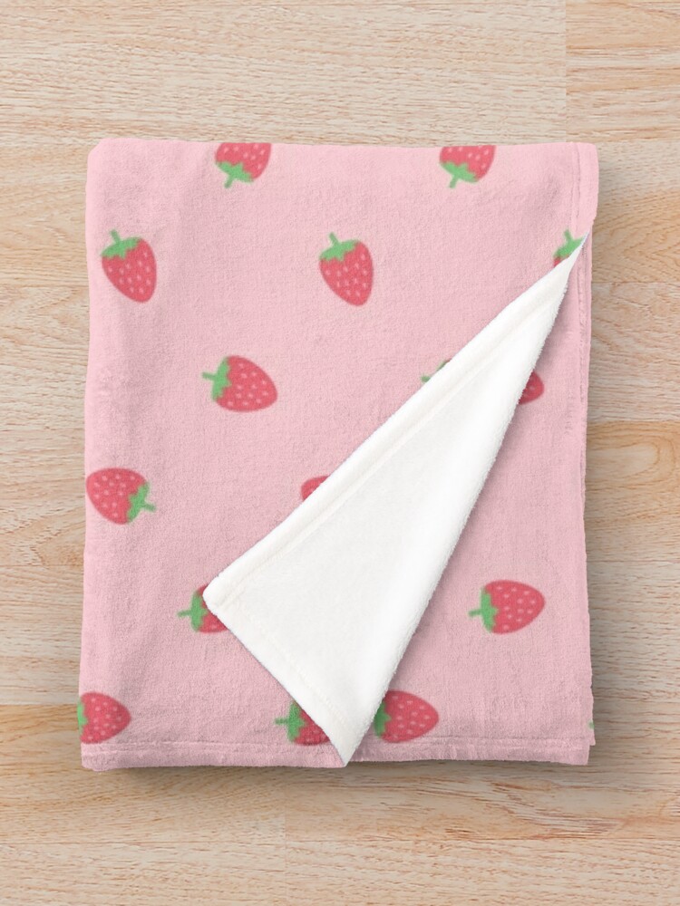 Cute Pink Strawberry Blanket, Strawberry Cottagecore Plush Blanket
