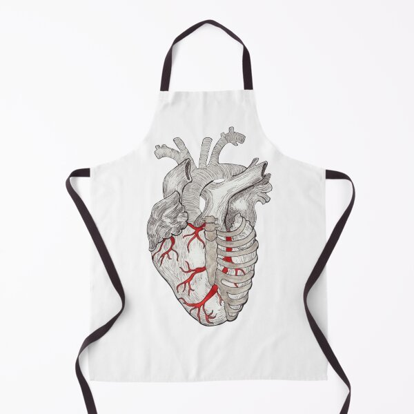 Item preview, Anatomical Heart in a Ribcage with Stylized Ribs and Red Blood Vessels designed and sold by paintingbetween.