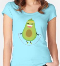 Cute kawaii fitness avocado rope jumping Women's Fitted Scoop T-Shirt