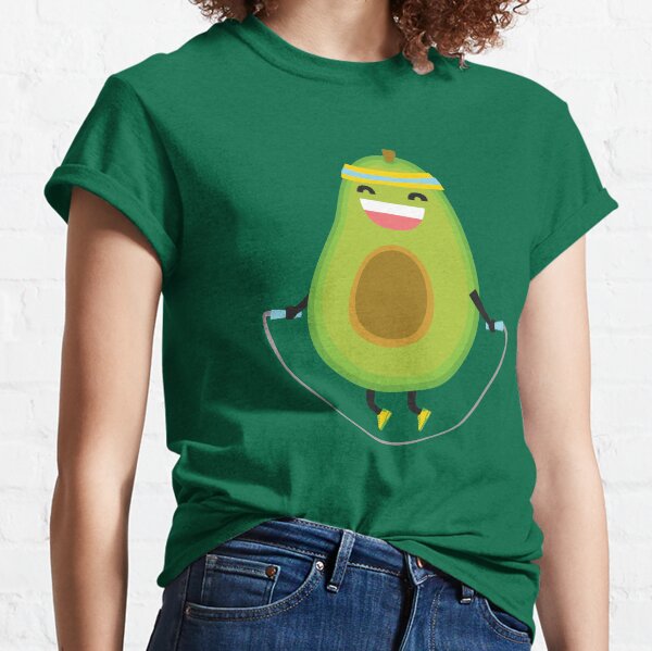 Cute kawaii fitness avocado rope jumping Classic T-Shirt