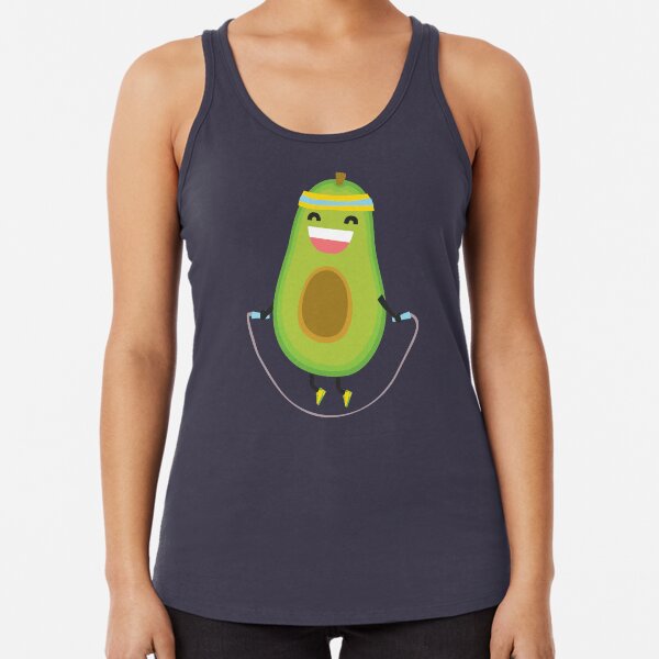 Cute kawaii fitness avocado rope jumping Racerback Tank Top