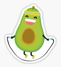 Cute kawaii fitness avocado rope jumping Sticker