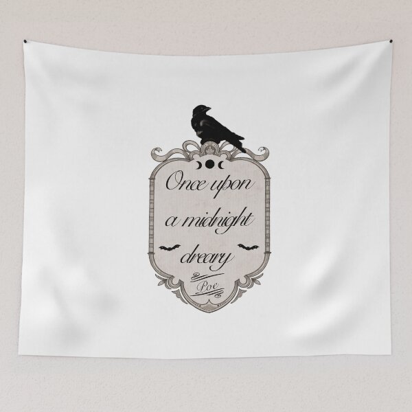 Item preview, Edgar Allen Poe Quote| Watercolor Raven | Family Crest| Watercolor Bats| Dark Academia Quotes| Once Upon a Midnight Dreary designed and sold by Monica Laipple.