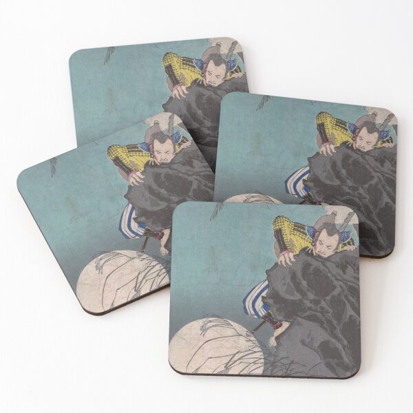 Item preview, a warrior climbing Mount Inaba by the light of a full moon designed and sold by japanese-ukiyoe.