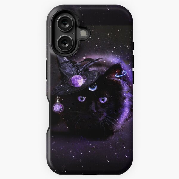 Item preview, Black Cat Witch and Skull Moon Purple Neon Halloween Enchanted designed and sold by Jolly-Yosei.