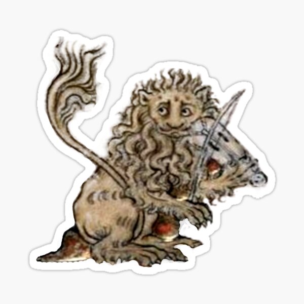 Medieval Marginalia Lion with Violin Sticker