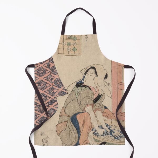 Item preview, Seated Woman Washing Clothes in a Wooden Tub designed and sold by japanese-ukiyoe.