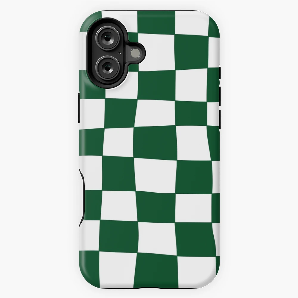 Hand Drawn Checkerboard Pattern (forest green/white)
