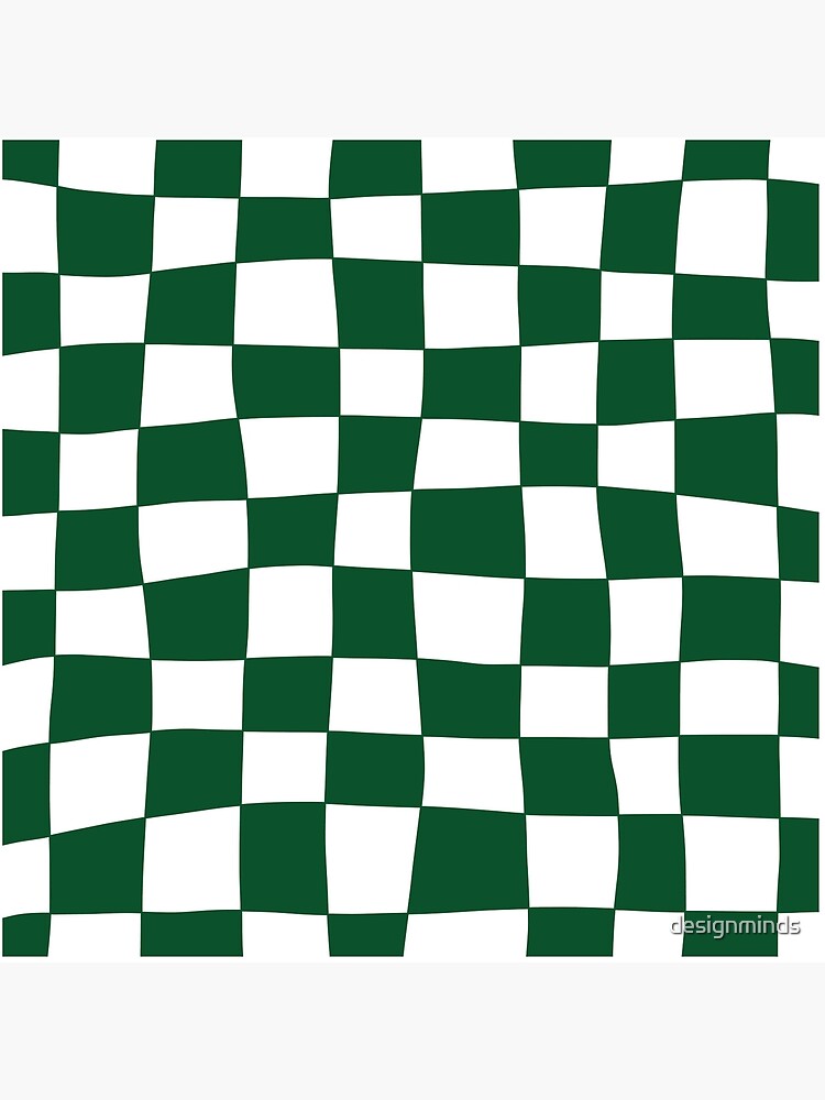 Hand Drawn Checkerboard Pattern (forest green/white) | Art Board Print