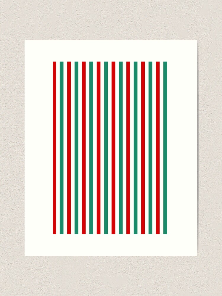 Thin Red Green White Peppermint Stripes, Thin Vertical Stripes,  Art  Print for Sale by SimplyStripes