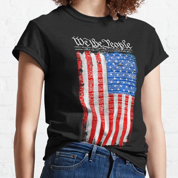 American Flag God Shed His Grace On Thee Lord Adult Short Sleeve Crewneck Tee