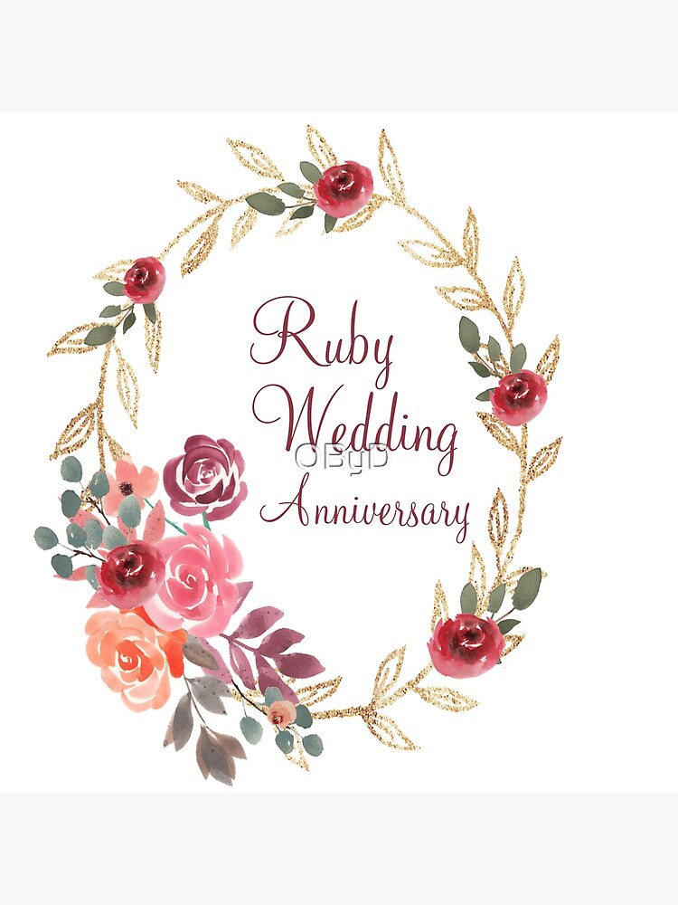 Lidiar con construir solar Tarjetas de felicitación «Guirnalda de flores de aniversario de bodas de  rubí» de OByD | Redbubble
