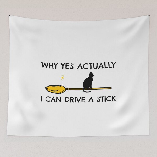 Item preview, Yes, I can drive a stick - cat on broom designed and sold by Good-tees.