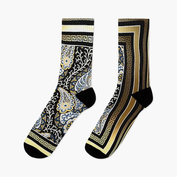 Item preview, Greek Keys Black Gold Intricate Floral Paisley designed and sold by Yiorgos Designs.