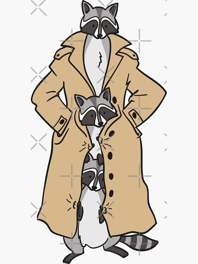 Raccoons in a Trenchcoat by OlegKravets Sticker