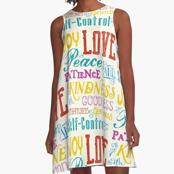 Love Joy Peace Patience Kindness Goodness Typography Art A-Line Dress