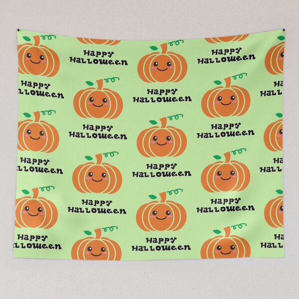 Item preview, Pumpkin, Happy Halloween, Kawaii, patterned, green designed and sold by JRice66.
