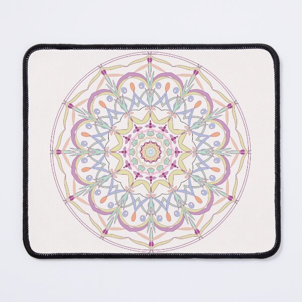 Item preview, Peachy Pastel Sweet Dreams Mandela - Geometric Forms - Blue, Peach, Green Rose designed and sold by Loving Nature Gifts.
