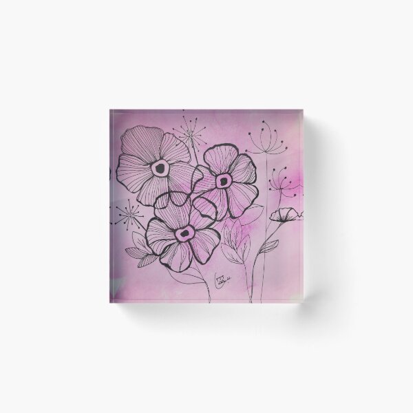 Item preview, Fine line flowers pink designed and sold by Edith Jacobs.