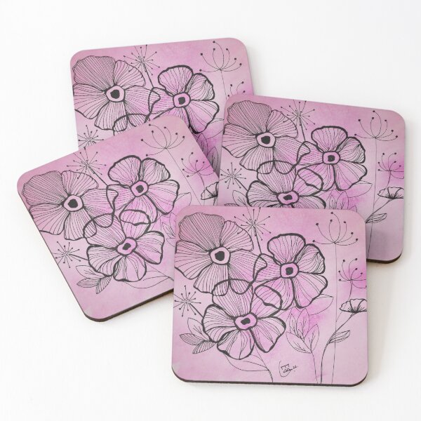 Item preview, Fine line flowers pink designed and sold by Edith Jacobs.