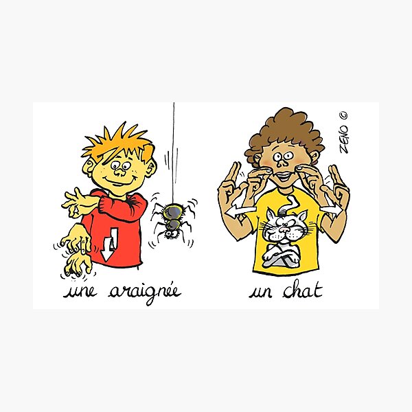 Item preview, mug voyage araignée chat langue des signes designed and sold by zeno-cartoonist.