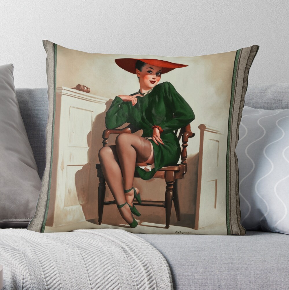 The Verdict Was? by Gil Elvgren - Beauty In The Witness Box 2 The Verdict Was? by Gil Elvgren Pinup Art Illustration Xzendor7 Old Masters Reproductions Throw Pillow