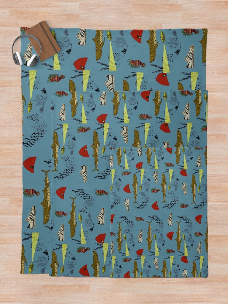 Imagen 5 de 6, Manta con la obra Equipo Zissou - El patrón Life Aquatic, diseñada y vendida por jenkwilson.