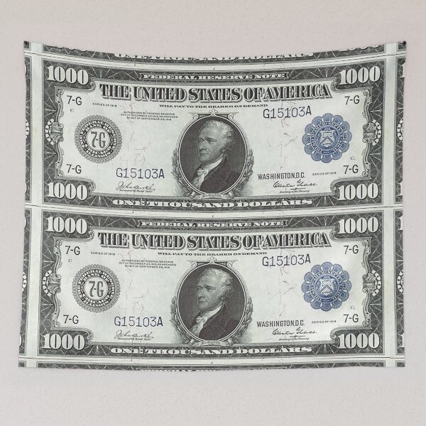 Item preview, $1000 dollar bill, large denomination United States Currency, US Currency, retired currency bills, Alexander Hamilton, One thousand bucks, Tom Keys designed and sold by Nostrathomas66.