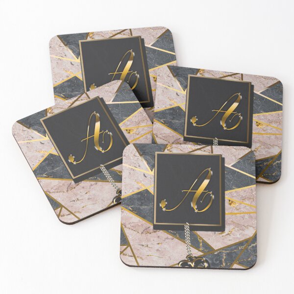 Item preview, Rose Marble Mosaic Golden Glitters Monogram A designed and sold by antarte99.
