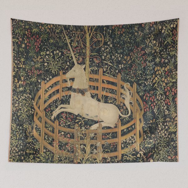 Item preview, Medieval Unicorn In Captivity Floral Tapestry designed and sold by Epitome Girl.
