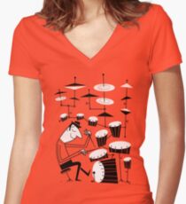 Play that beat Women's Fitted V-Neck T-Shirt