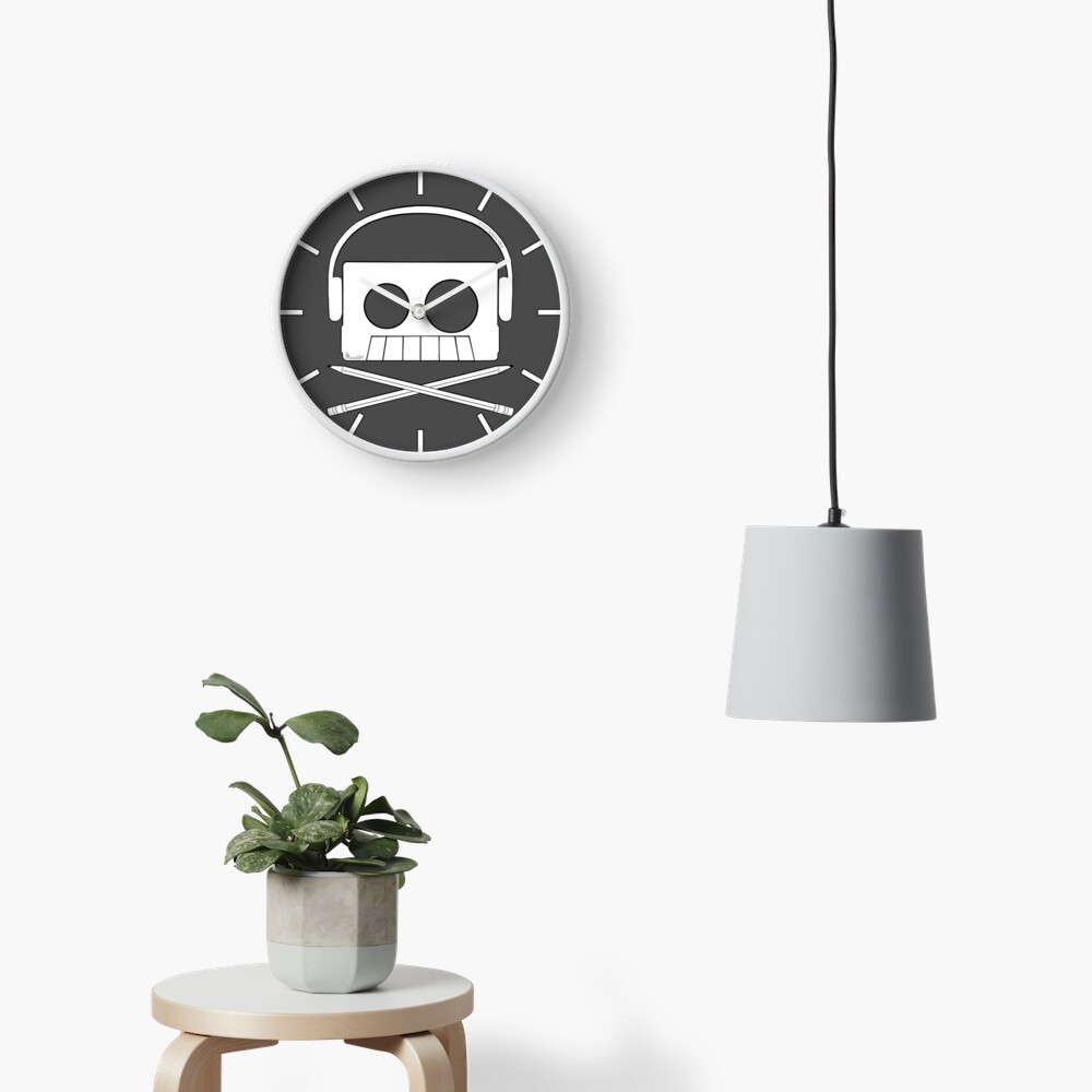 X Marks The Beats - Cassette Skull and pencil cross bones Clock