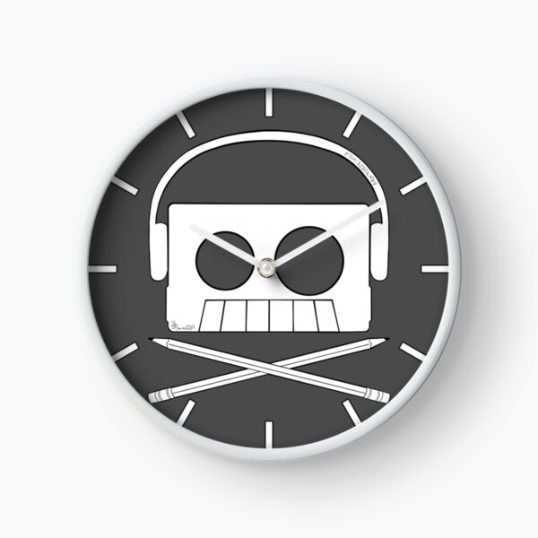 X Marks The Beats - Cassette Skull and pencil cross bones Clock