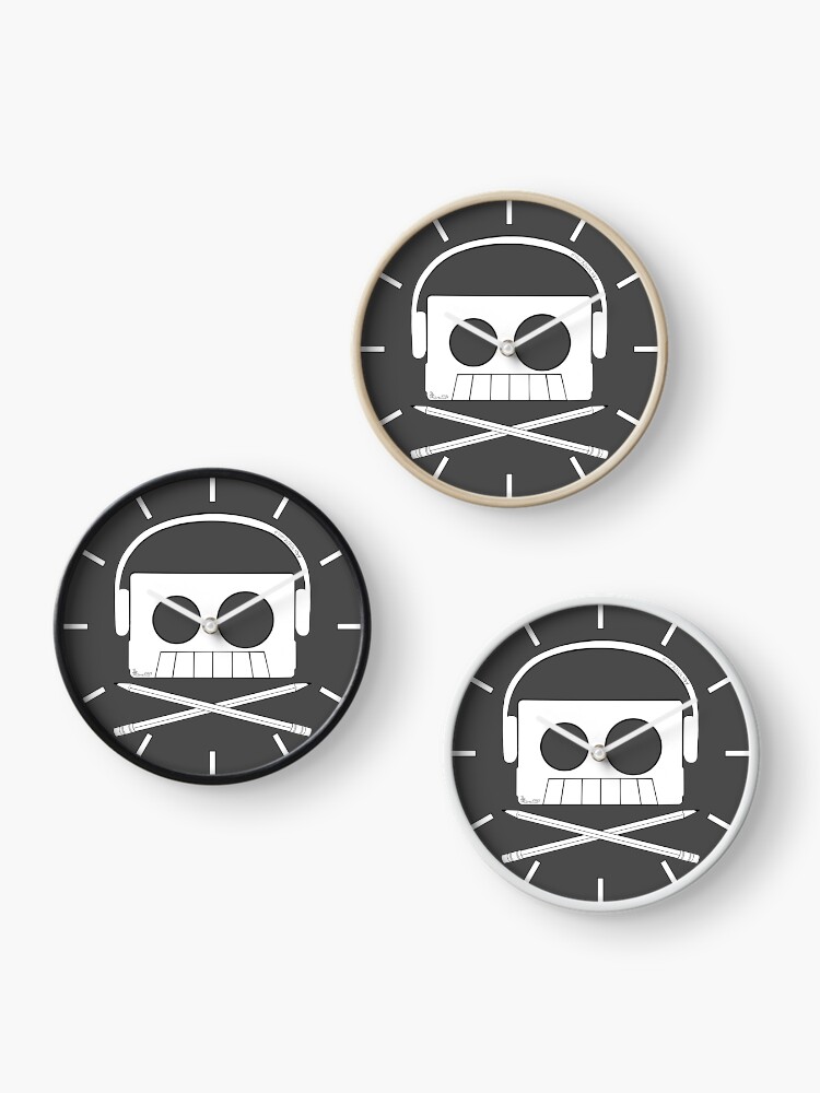 Thumbnail 3 of 4, Clock, X Marks The Beats - Cassette Skull and pencil cross bones designed and sold by that5280lady.