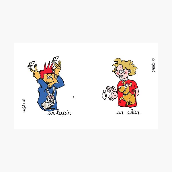 Item preview, lapin chien langue des signes designed and sold by zeno-cartoonist.