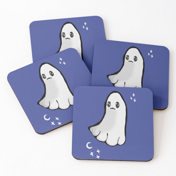 Item preview, Midnight Blue Background Cute spooky ghost  designed and sold by DemonicGloom.