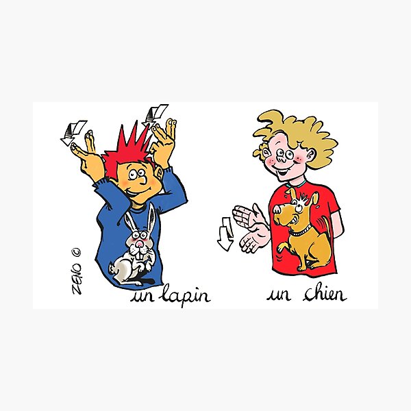 Item preview, mug voyage lapin chien langue des signes designed and sold by zeno-cartoonist.
