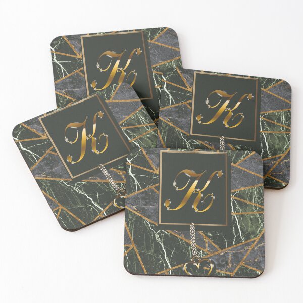 Item preview, Emerald Green Marble Mosaic Gold Monogram K designed and sold by antarte99.