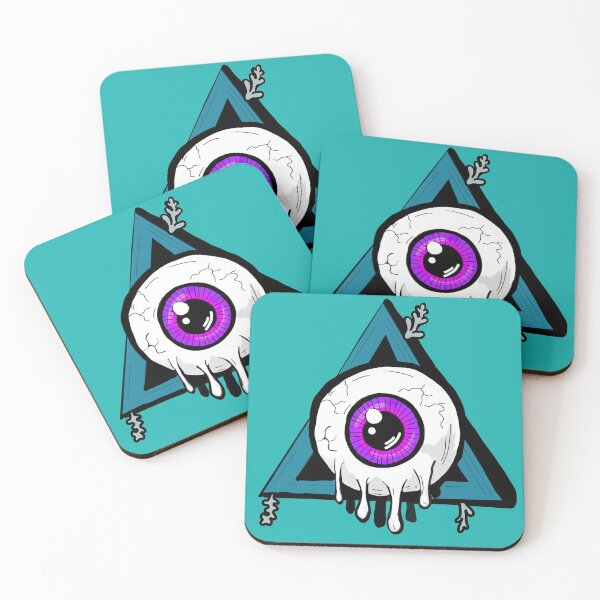 Item preview, Melting purple all seeing eye teal turquoise blue background  designed and sold by DemonicGloom.