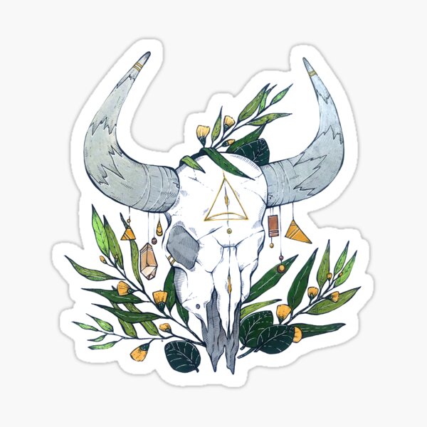 Item preview, Cow Skull with Crystals  designed and sold by MicaelaDawn.