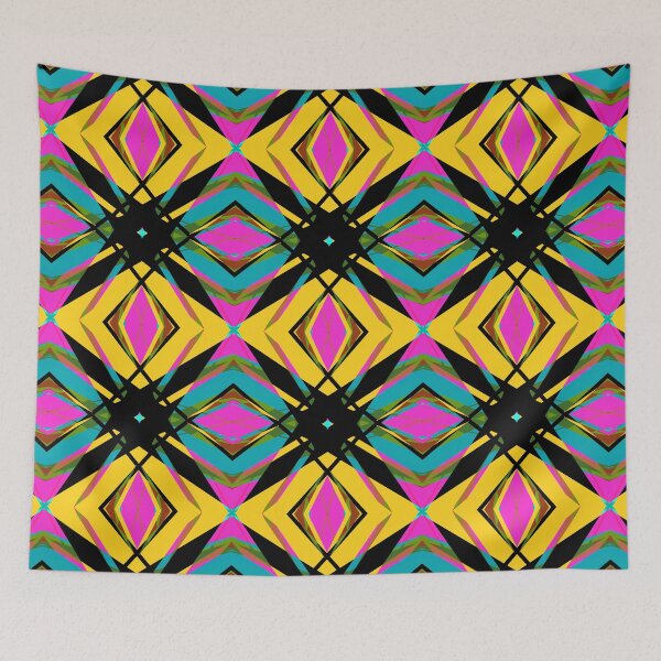 Item preview, Bright Colorful Autumn Fall Yellow Pink Black Geometric Pattern Mosaic designed and sold by PatternPerfect.