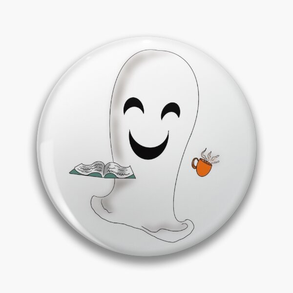 Item preview, Halloween ghost with tea/coffee and book designed and sold by BlueBoarCrafts.