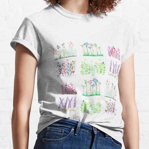 Pattern of flowers with pink background Classic T-Shirt