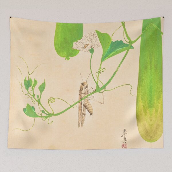 Item preview, Japanese Lacquer Grashopper on Gourd Vine by Shibata Zeshin designed and sold by Adorbits4ever.