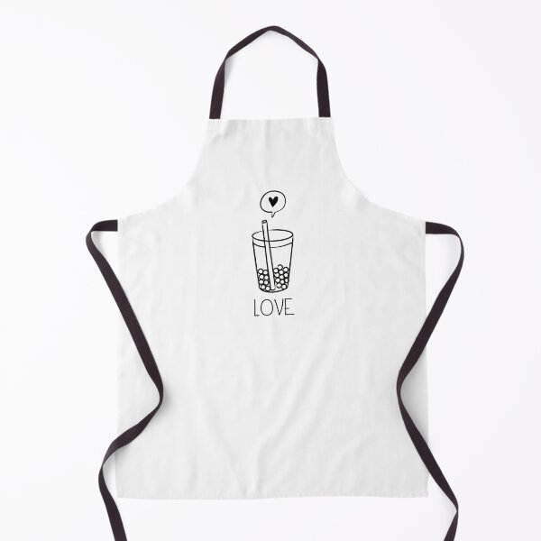 Bubble Tea Boba Love with Tapioca Pearl Heart Apron