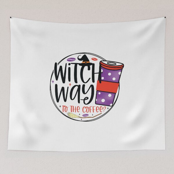 Item preview, Witch Way to the Coffee Funny Halloween Designs designed and sold by boopsblunt.
