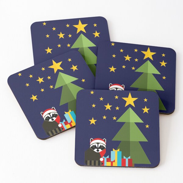 Item preview, Cute Raccoon with Presents Near a Christmas Tree Under the Stars designed and sold by Sheila Pressley.